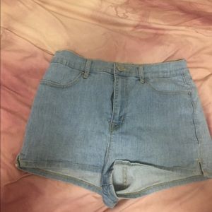 High waisted jean shorts